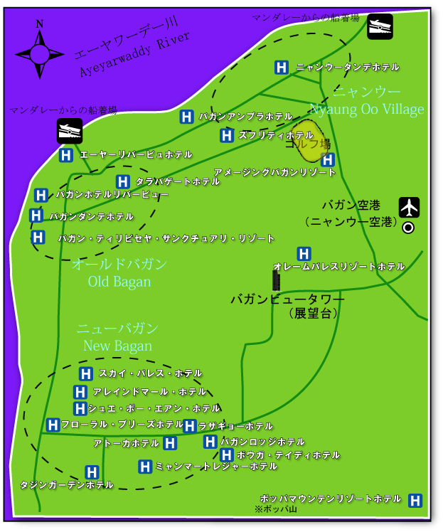 バガンホテル地図