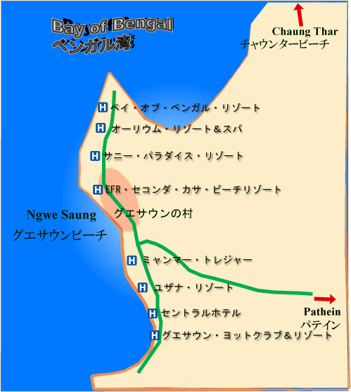 グエサウンビーチホテル地図